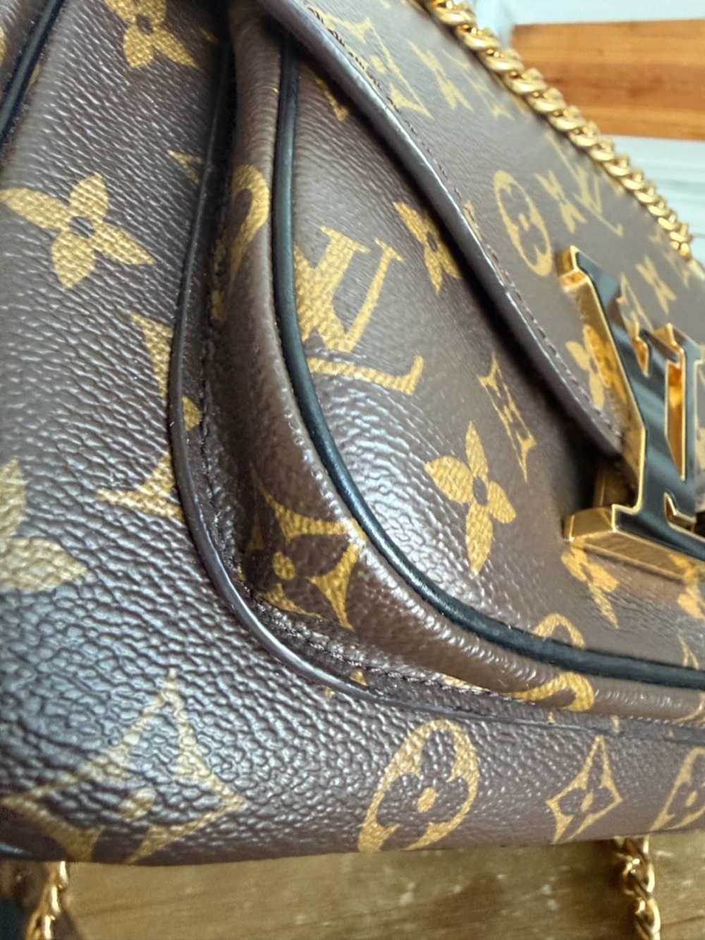Louis Vuitton Monogram Passy with Brand New LV emblem Crossbody with Gold Chain - Picture 11 of 16